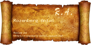 Rozenberg Antal névjegykártya